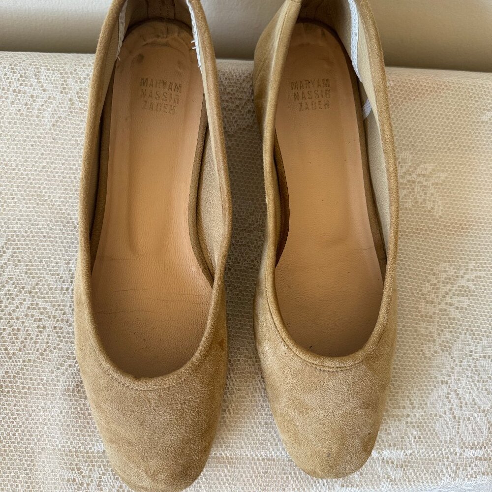 Maryam Nassir Zadeh serafina ballet flat glove fit shoes in buff suede 38